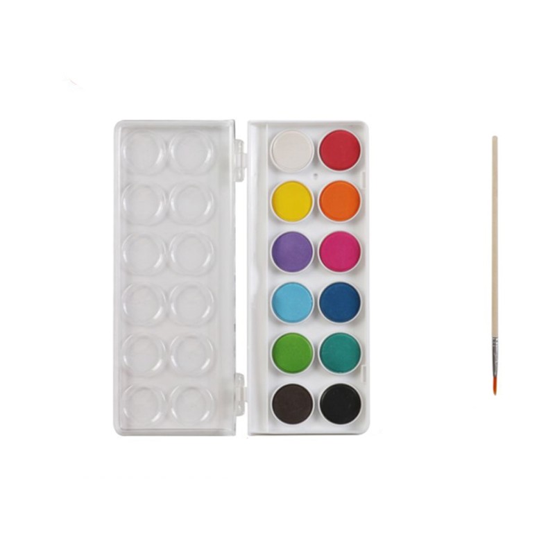 Paleta acuarele cu 12 culori, pensula inclusa, 7.5 x 21 cm - imagine 3